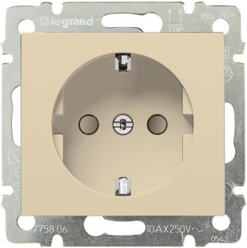Розетка с заземлением без рамки Legrand Valena 1-м. шторки слоновая кость картинка